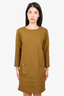 Chloe Brown Linen Dress With Clasp Pockets Size 38