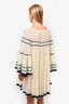 Chloe Cream/Black Striped Silk Sheer Mini Dress Size 34