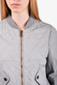 Chloe Pastel Blue Quilted Leather Bomber Jacket Size 38