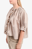 Chloe White/Beige Striped Embroidered Blouse Size 40