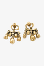 Christian Dior Antique Gold Toned CD Stud Earrings with Multi Crystal Drop