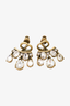 Christian Dior Antique Gold Toned CD Stud Earrings with Multi Crystal Drop