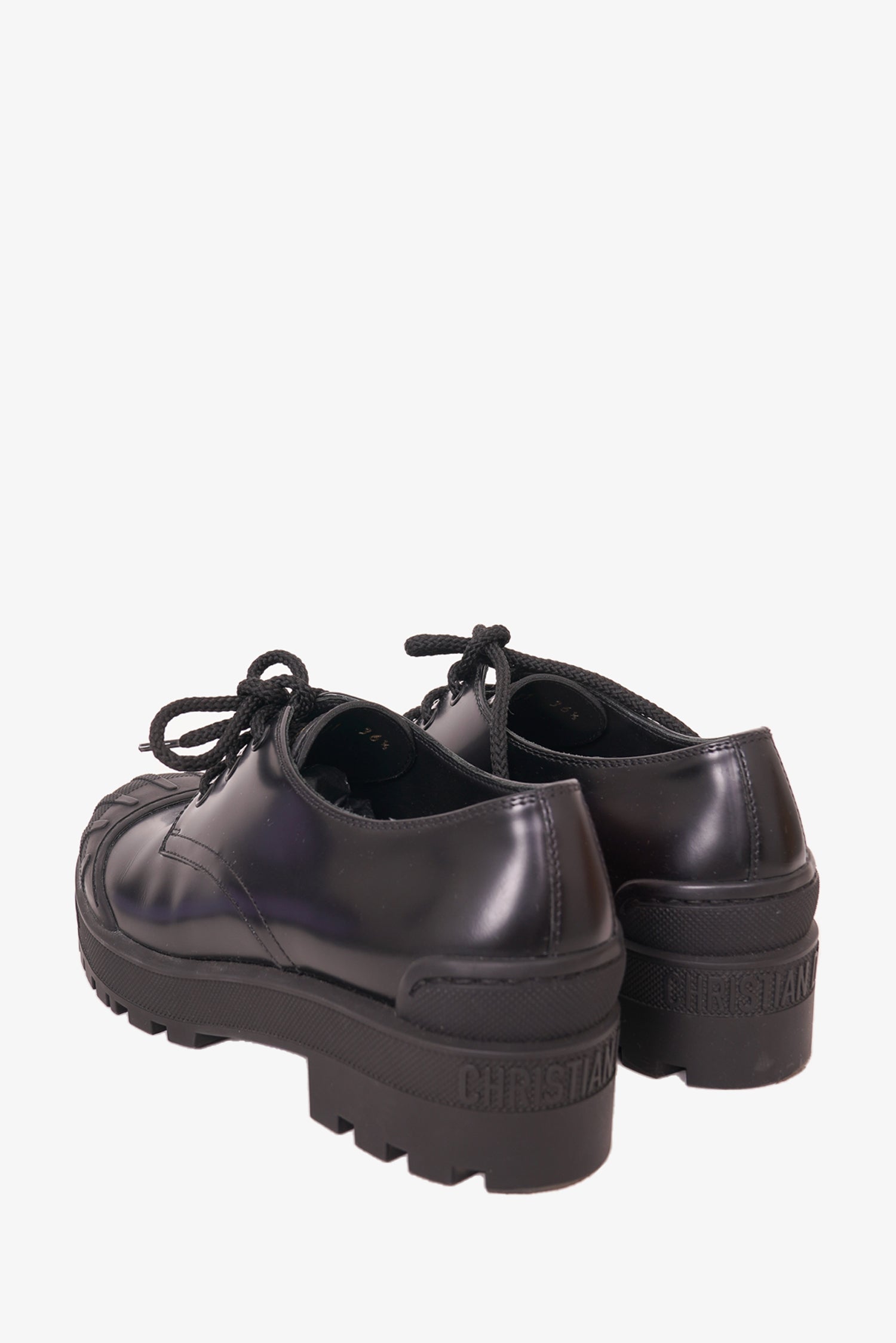 Christian Dior Black Brushed Calfskin Lace Up Derby Shoes Size