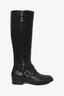 Christian Dior Black Cannage Leather Zip Detailed Boots Size 36