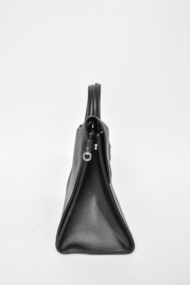 Christian Dior Black Grained Leather Medium 'Diorever' Top Handle Bag w/ Strap