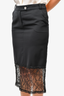 Christian Dior Black Lace Bottom Pencil Midi Skirt Size 42
