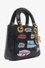 Christian Dior Black Leather Sequin Mini Lady Dior