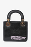 Christian Dior Black Leather Sequin Mini Lady Dior