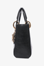 Christian Dior Black Leather Sequin Mini Lady Dior