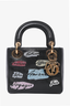 Christian Dior Black Leather Sequin Mini Lady Dior