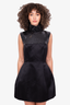 Christian Dior Black Satin Sequin High Neck Mini Cocktail Dress Size 8