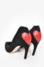 Christian Dior Black Suede/Red Leather Heart Heels Size 37.5