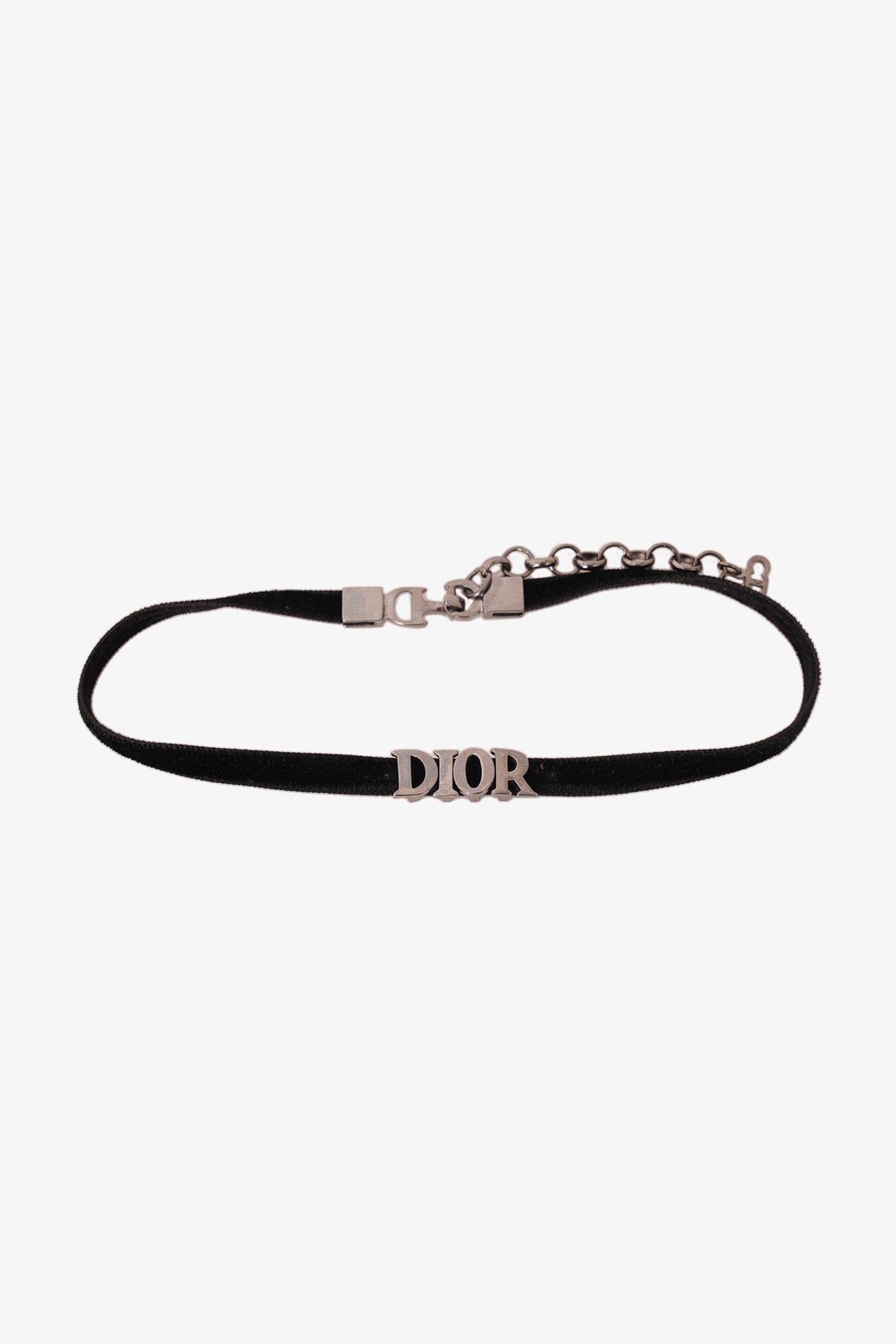 Christian Dior Black Velvet Silver Logo Choker Mine & Yours
