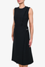 Christian Dior Black Wool/Silk Sleeveless Button Sides Midi Dress Size 6