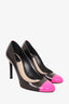 Christian Dior Black with Neon Pink Toe Leather Pump Size 35.5