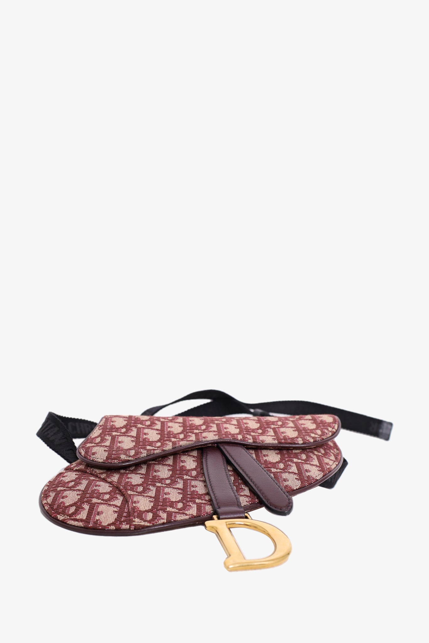 Christian Dior Burgundy Oblique Canvas 'Saddle' Belt Pouch
