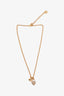 Christian Dior Gold Heart Lock & Clover Pendant Necklace