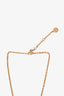 Christian Dior Gold Heart Lock & Clover Pendant Necklace