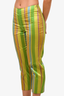 Christian Dior Green/Multicolour Striped Silk Capris Size 2