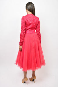 Christian Dior Magenta Long Sleeve Tulle Skirt Dress Size 4