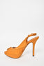 Christian Dior Mustard Yellow Leather Peep Toe Slingback Heels Size 36.5