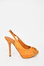 Christian Dior Mustard Yellow Leather Peep Toe Slingback Heels Size 36.5