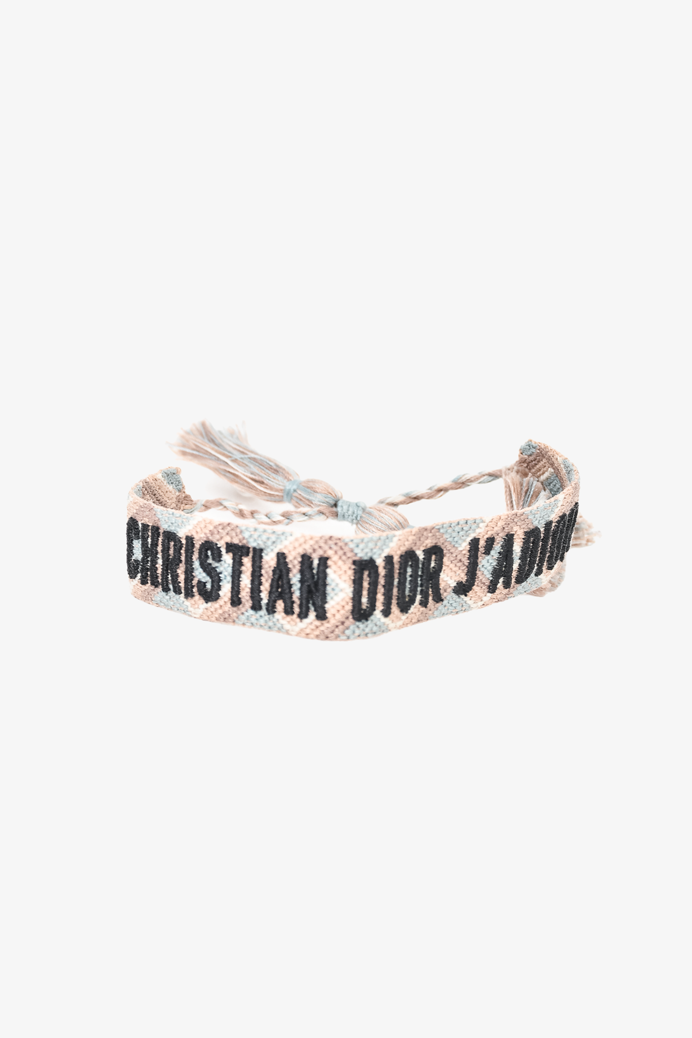 Christian Dior Pink Blue Woven Logo Friendship Bracelet
