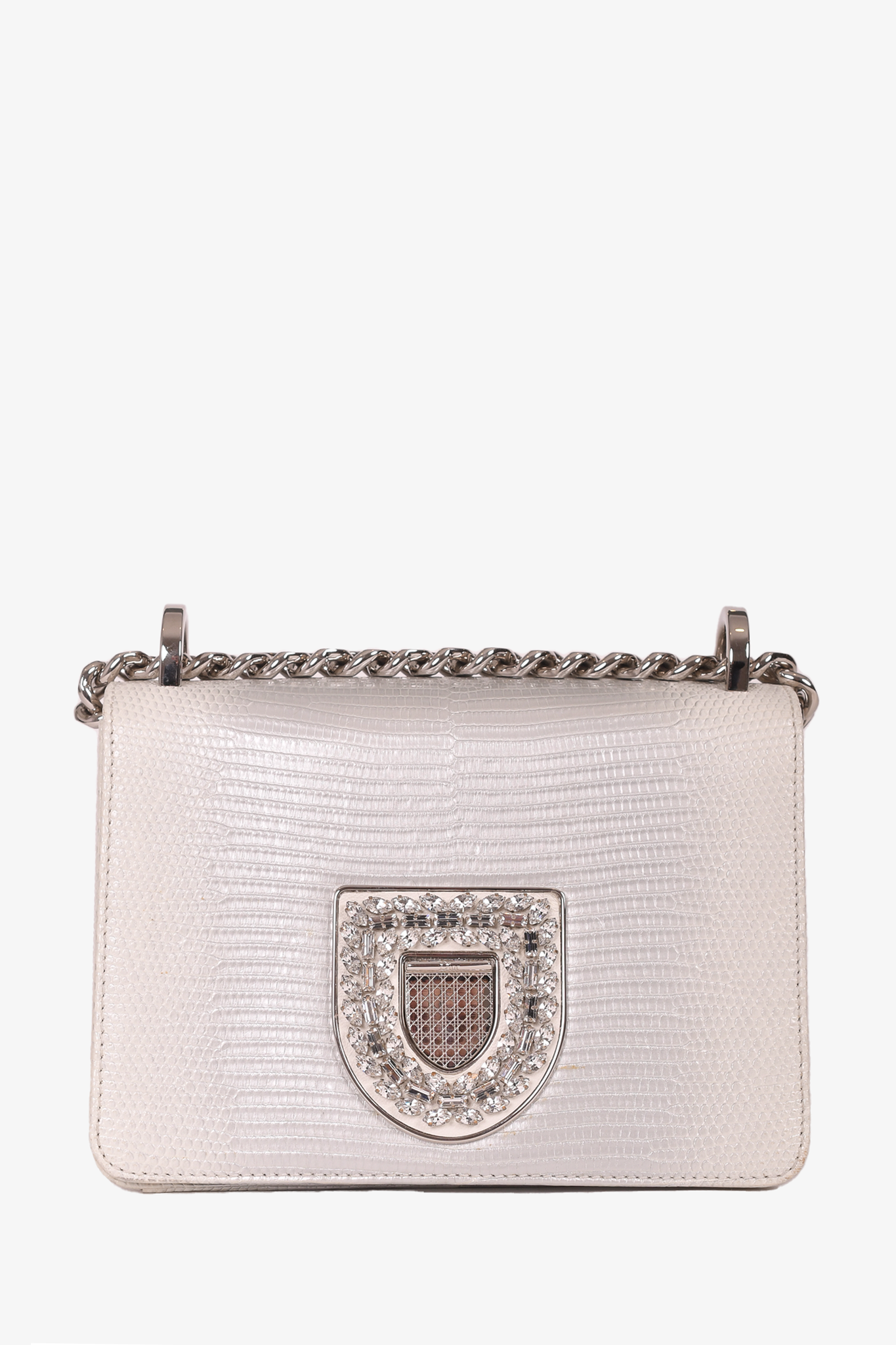 Christian Dior Silver Lizard Embossed Mini Diorama Flap Bag