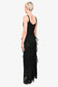 Christian Dior Vintage Black Crochet Knit/Ruffle Gown Size 6 US