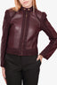 Christian Dior Vintage Burgundy Leather/Wool Tweed Zip-Up Jacket Size 6 US