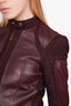 Christian Dior Vintage Burgundy Leather/Wool Tweed Zip-Up Jacket Size 6 US