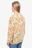 Christian Dior Yellow/Pink Floral Sil  Blouse Size 4