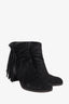 Christian Louboutin Black Suede Ankle Boots with Tassel Size 42