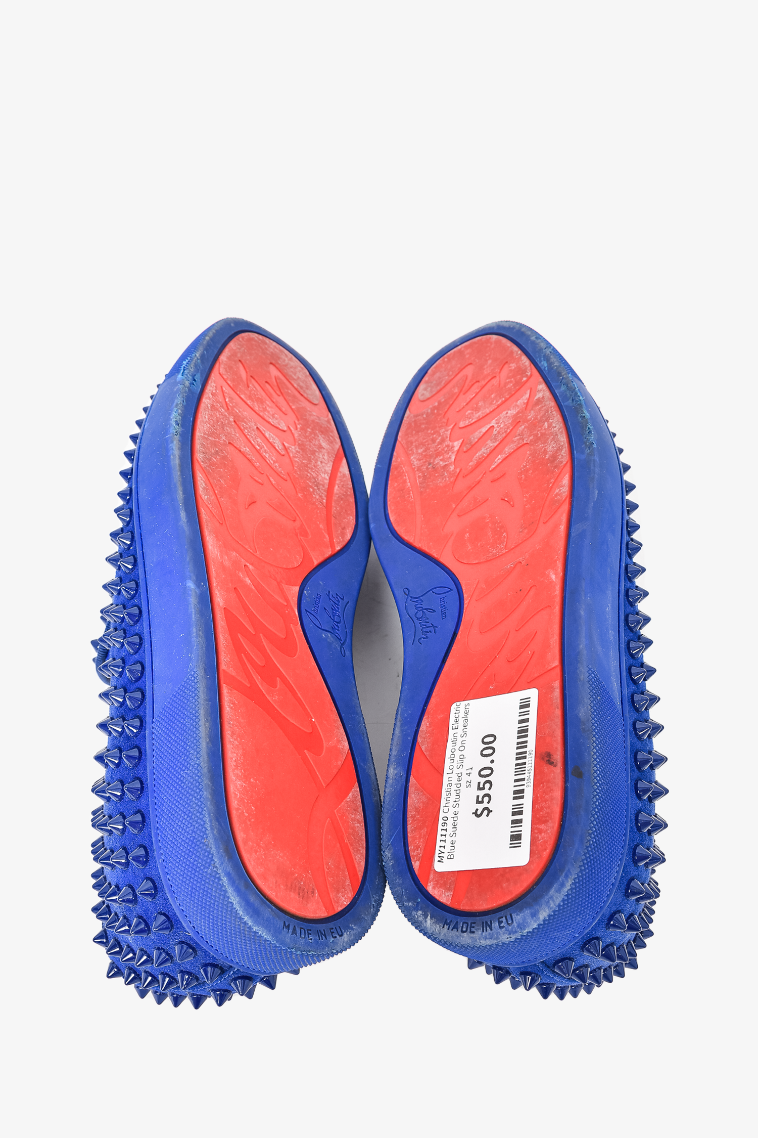 Red Louboutin Slip On Christian Louboutin Electric Blue Suede