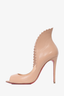 Christian Louboutin Nude Scalloped Detail 'Pijonina' Peep Toe Size 38.5