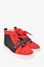 Christian Louboutin Red/ Black Mesh High Top Sneakers Size 41