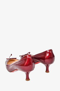 Christian Louboutin Red Patent Leather Round Toe Kitten Heels sz 39.5