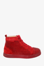 Christian Louboutin Red Suede Louis Spikes High Top Sneakers Size 39