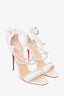 Christian Louboutin White Choca Spikes 100 Studded Heeled Sandals Size 39.5
