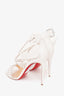 Christian Louboutin White Choca Spikes 100 Studded Heeled Sandals Size 39.5