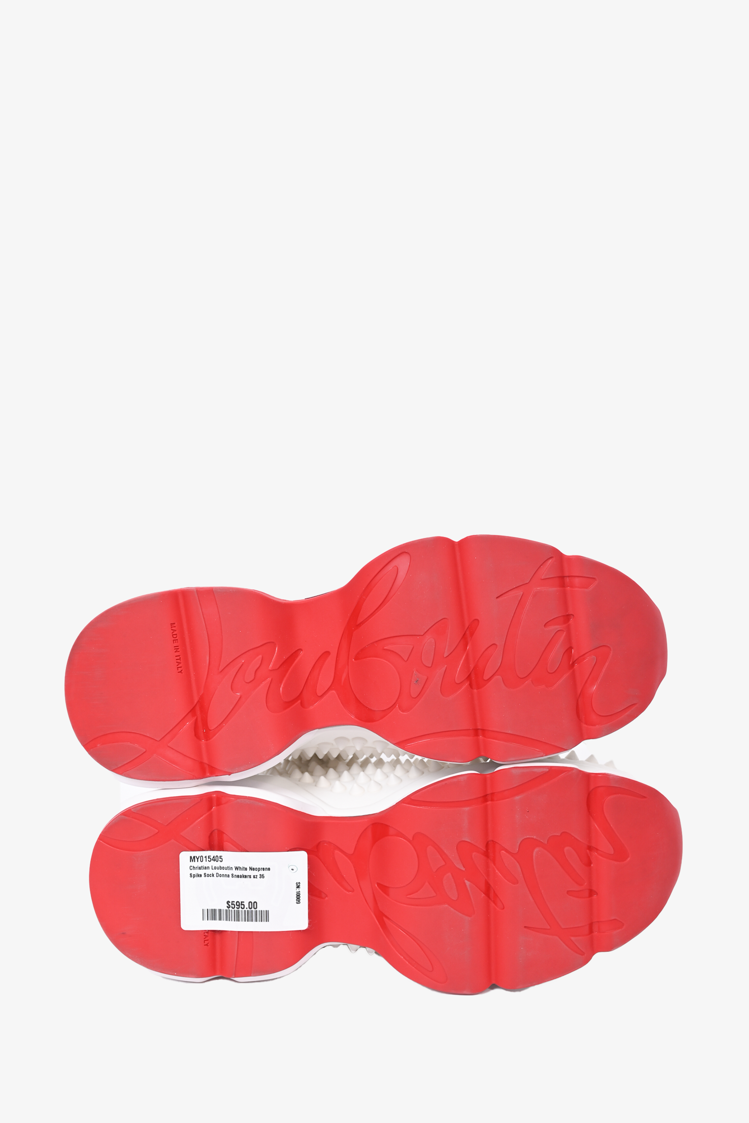 Christian Louboutin White Neoprene Spike Sock Donna Sneakers Size 35 Mine Yours