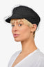 Christian Dior Black Newsboy Hat with Black Veil