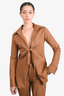 Christopher Esber Brown Cotton Blend Tie Front Top Size 6