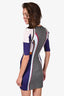 Clover Canyon White/Blue Geometric Printed Neoprene Sleeve Dress Size XS