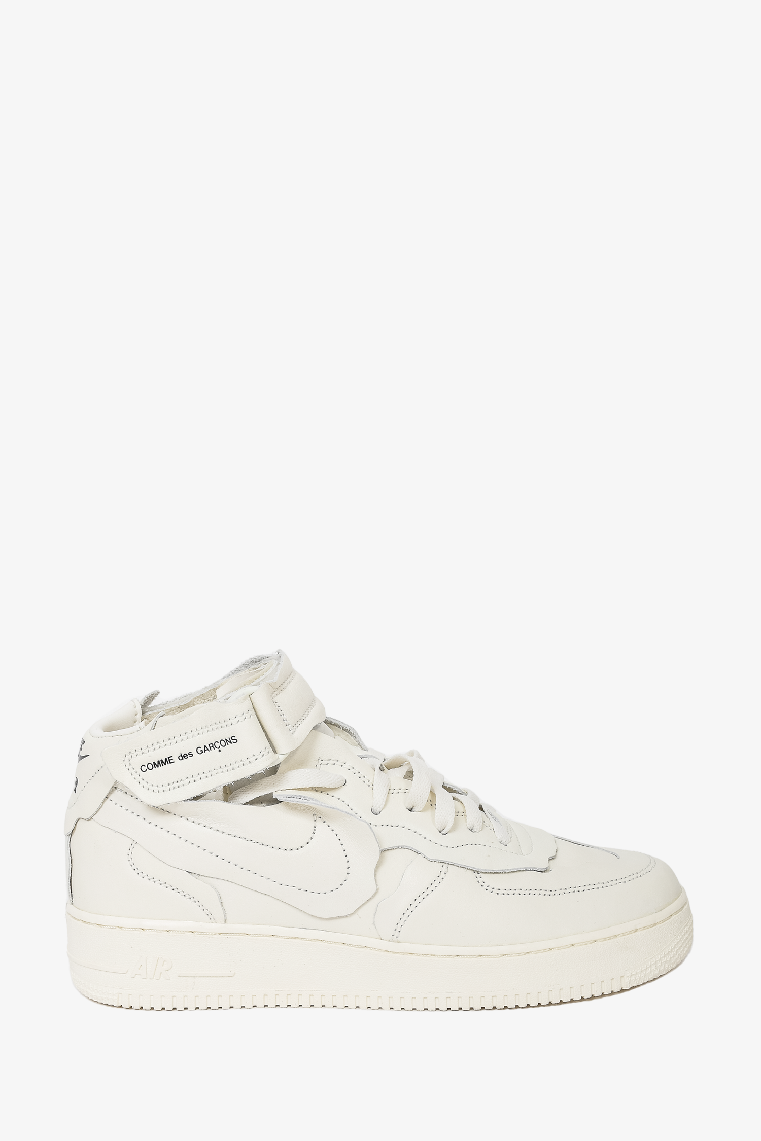 Comme des Garcons x Nike Air Force 1 Mid Triple White Sneakers