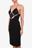 Cushnie et Ochs Black Satin Cut Out Midi Dress Size 8