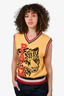 Palm Angels Yellow/Red Wool Leopard Sweater Vest Size XS