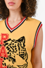 Palm Angels Yellow/Red Wool Leopard Sweater Vest Size XS