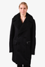 DSquared2 Black Wool Double Breasted Coat with Shearling Collar Size 52