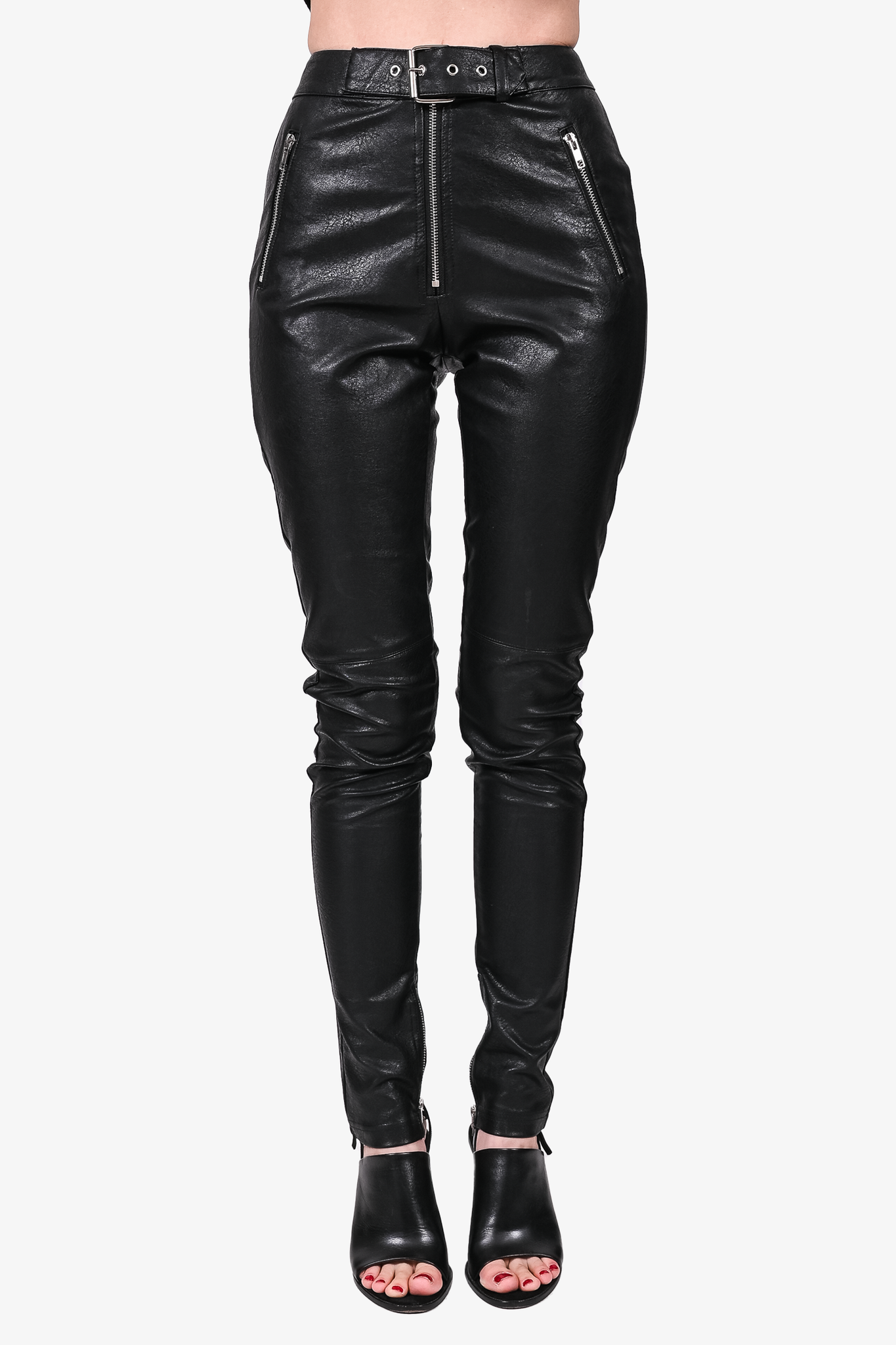 Danielle Guizio Black Faux Leather Belted Pants Size S – Mine & Yours